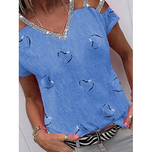 Women's T shirt Tee Gray White Heart Short Sleeve Daily Basic V Neck Regular Heart Love S
Women's T shirt Tee Gray White Heart Short Sleeve Daily Basic V Neck Regular Heart Love S