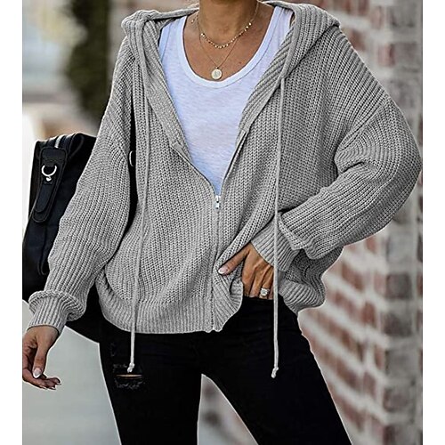 Women's Cardigan Sweater Jumper Knit Zipper Oversized Solid Color Hooded Basic Stylish Outdoor Daily Drop Shoulder Winter Fall Red Apricot S M L / Long Sleeve / Open Front / Casual / Going out
Women's Cardigan Sweater Jumper Knit Zipper Oversized Solid Color Hooded Basic Stylish Outdoor Daily Drop Shoulder Winter Fall Red Apricot S M L / Long Sleeve / Open Front / Casual / Going out