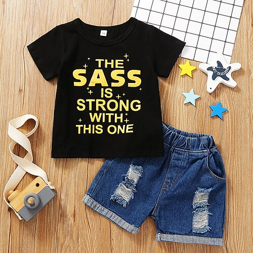 2 Pieces Kids Girls' Clothing Set Outfit Letter Short Sleeve Print Cotton Set Basic 2-6 Years Black
2 Pieces Kids Girls' Clothing Set Outfit Letter Short Sleeve Print Cotton Set Basic 2-6 Years Black