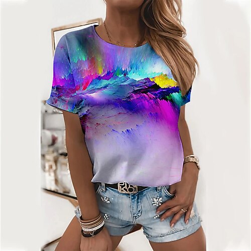Women's T shirt Tee Blue Purple Pink Graphic Graffiti Print Short Sleeve Daily Weekend Basic Round Neck Regular Abstract Painting S
Women's T shirt Tee Blue Purple Pink Graphic Graffiti Print Short Sleeve Daily Weekend Basic Round Neck Regular Abstract Painting S