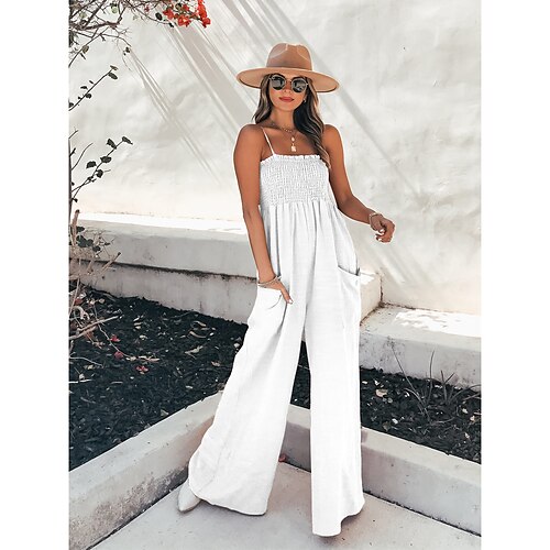 Women's Jumpsuit Solid Color Casual Regular Fit Sleeveless Hemp ash Red White S M L Spring
Women's Jumpsuit Solid Color Casual Regular Fit Sleeveless Hemp ash Red White S M L Spring