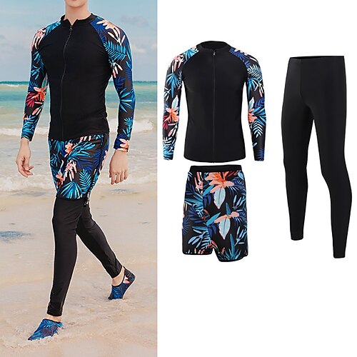 Men's Rash guard Swimsuit UV Sun Protection UPF50 Breathable Long Sleeve Diving Suit Swimsuit 3-Piece Front Zip Swimming Diving Surfing Water Sports Floral Spring Summer Autumn / Fall / Stretchy
Men's Rash guard Swimsuit UV Sun Protection UPF50 Breathable Long Sleeve Diving Suit Swimsuit 3-Piece Front Zip Swimming Diving Surfing Water Sports Floral Spring Summer Autumn / Fall / Stretchy