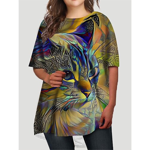 kvinders plus size t-shirt kjole t-shirt kat med rund hals print halværmet efterår forår basic kort mini kjole afslappet daglig kjole grafisk
kvinders plus size t-shirt kjole t-shirt kat med rund hals print halværmet efterår forår basic kort mini kjole afslappet daglig kjole grafisk