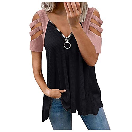 womens tops,womens summer t shirts short sleeve v neck tunic with zipper cold shoulder tops zipper shirts
womens tops,womens summer t shirts short sleeve v neck tunic with zipper cold shoulder tops zipper shirts