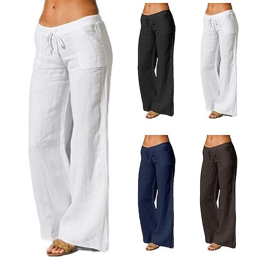 Women's Linen High Waist Yoga Pants Wide Leg Drawstring Pants Bottoms Quick Dry Solid Color Blue Gray Dark Navy Cotton Yoga Fitness Gym Workout Summer Plus Size Sports Activewear Micro-elastic Loose
Women's Linen High Waist Yoga Pants Wide Leg Drawstring Pants Bottoms Quick Dry Solid Color Blue Gray Dark Navy Cotton Yoga Fitness Gym Workout Summer Plus Size Sports Activewear Micro-elastic Loose