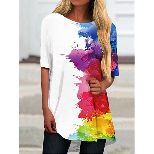 Women's T Shirt Dress Tee Dress Short Mini Dress Rainbow Half Sleeve Rainbow Color Gradient Print Spring Summer Round Neck Casual 2022 S M L XL XXL 3XL
Women's T Shirt Dress Tee Dress Short Mini Dress Rainbow Half Sleeve Rainbow Color Gradient Print Spring Summer Round Neck Casual 2022 S M L XL XXL 3XL