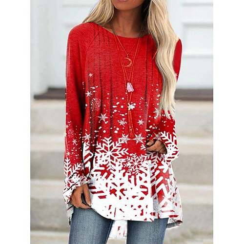 Women's T shirt Tee Tunic Green Black Red Graphic Snowflake Print Long Sleeve Christmas Daily Basic Christmas Round Neck Long S
Women's T shirt Tee Tunic Green Black Red Graphic Snowflake Print Long Sleeve Christmas Daily Basic Christmas Round Neck Long S