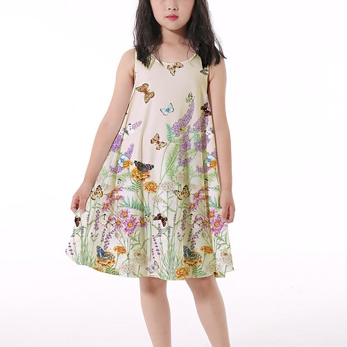 Kids Girls' Dress Floral Knee-length Dress Print Sleeveless Dress 3-10 Years Summer Beige
Kids Girls' Dress Floral Knee-length Dress Print Sleeveless Dress 3-10 Years Summer Beige