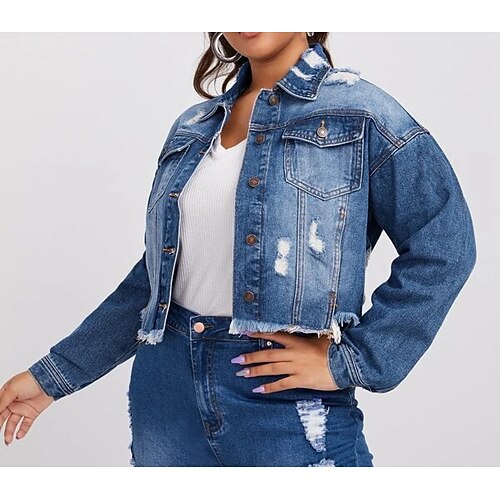 Women's Plus Size Winter Jacket Denim Jacket Solid Color School Outdoor Long Sleeve Shirt Collar Regular Fall Spring Medium blue L XL XXL XXXL 4XL
Women's Plus Size Winter Jacket Denim Jacket Solid Color School Outdoor Long Sleeve Shirt Collar Regular Fall Spring Medium blue L XL XXL XXXL 4XL