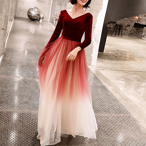 A-Line Minimalist Gradient Party Wear Prom Dress V Neck Long Sleeve Floor Length Tulle with Sash / Ribbon 2022
A-Line Minimalist Gradient Party Wear Prom Dress V Neck Long Sleeve Floor Length Tulle with Sash / Ribbon 2022