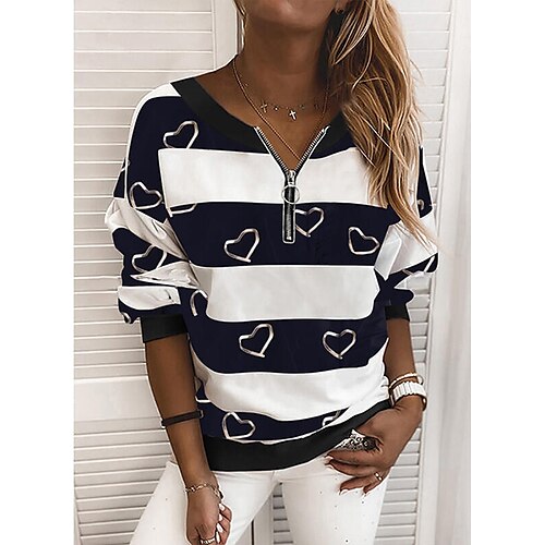 Women's Shirt Blouse Black Red Gray Color Block Heart Zipper Print Long Sleeve Daily Weekend Basic Streetwear V Neck Regular S
Women's Shirt Blouse Black Red Gray Color Block Heart Zipper Print Long Sleeve Daily Weekend Basic Streetwear V Neck Regular S