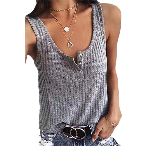 Women's Tank Top Shirt Yellow Light Blue Gray Plain Button Sleeveless Daily Weekend Streetwear Casual V Neck Regular S
Women's Tank Top Shirt Yellow Light Blue Gray Plain Button Sleeveless Daily Weekend Streetwear Casual V Neck Regular S