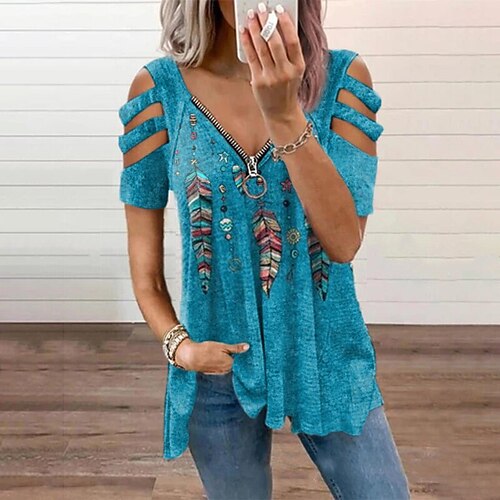 Women's Blouse Shirt Eyelet top Blue Purple Orange Color Block Tie Dye Zipper Cut Out Short Sleeve Holiday Weekend Basic Streetwear V Neck Regular S / Print
Women's Blouse Shirt Eyelet top Blue Purple Orange Color Block Tie Dye Zipper Cut Out Short Sleeve Holiday Weekend Basic Streetwear V Neck Regular S / Print
