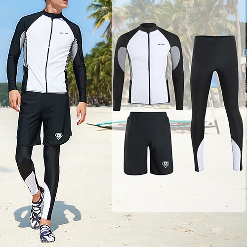 Men's Rashguard Swimsuit Nylon Swimwear Bathing Suit UV Sun Protection UPF50 Breathable Stretchy Full Body 3-Piece Front Zip - Swimming Surfing Water Sports Patchwork Autumn / Fall Spring Summer
Men's Rashguard Swimsuit Nylon Swimwear Bathing Suit UV Sun Protection UPF50 Breathable Stretchy Full Body 3-Piece Front Zip - Swimming Surfing Water Sports Patchwork Autumn / Fall Spring Summer