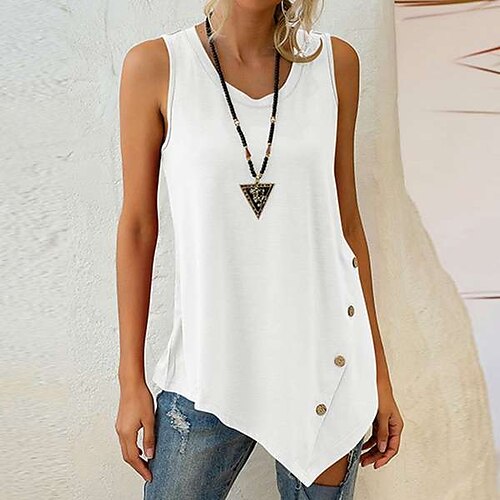 Women's Plain Daily Beach Tank Top Vest T shirt Tee Sleeveless Print Round Neck Streetwear Boho Tops Loose White Black Gray S
Women's Plain Daily Beach Tank Top Vest T shirt Tee Sleeveless Print Round Neck Streetwear Boho Tops Loose White Black Gray S