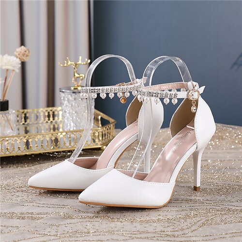 Women's Wedding Shoes Ankle Strap Heels Wedding Heels Bridal Shoes Bridesmaid Shoes Buckle Tassel Stiletto Heel Pointed Toe PU Buckle Color Block Solid Colored Black White
Women's Wedding Shoes Ankle Strap Heels Wedding Heels Bridal Shoes Bridesmaid Shoes Buckle Tassel Stiletto Heel Pointed Toe PU Buckle Color Block Solid Colored Black White