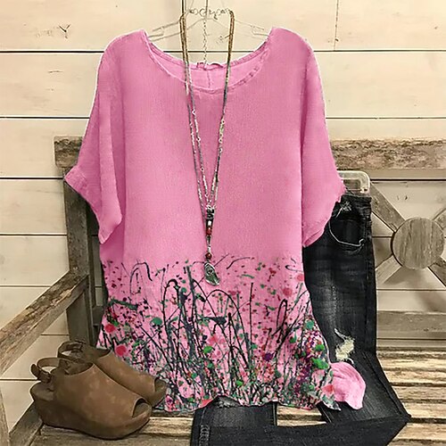 Femme Chemise Chemisier Floral Paysage Abstrait du quotidien Manche dolman Blanche Rose Claire Bleu Imprimer Manche Courte basique Décontractées Col Ras du Cou Standard Eté Printemps
Femme Chemise Chemisier Floral Paysage Abstrait du quotidien Manche dolman Blanche Rose Claire Bleu Imprimer Manche Courte basique Décontractées Col Ras du Cou Standard Eté Printemps