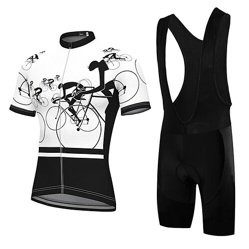 21Grams Men's Cycling Jersey with Bib Shorts Short Sleeve Mountain Bike MTB Road Bike Cycling Black White Graphic Bike Clothing Suit 3D Pad Breathable Quick Dry Moisture Wicking Back Pocket Polyester
21Grams Men's Cycling Jersey with Bib Shorts Short Sleeve Mountain Bike MTB Road Bike Cycling Black White Graphic Bike Clothing Suit 3D Pad Breathable Quick Dry Moisture Wicking Back Pocket Polyester