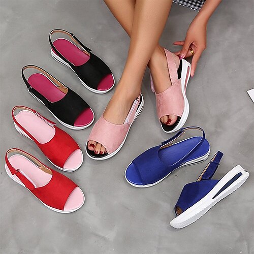 Mujer Sandalias Sandalias de papá Tacón Cuña Punta abierta PU Color sólido Negro Rosa Rojo
Mujer Sandalias Sandalias de papá Tacón Cuña Punta abierta PU Color sólido Negro Rosa Rojo