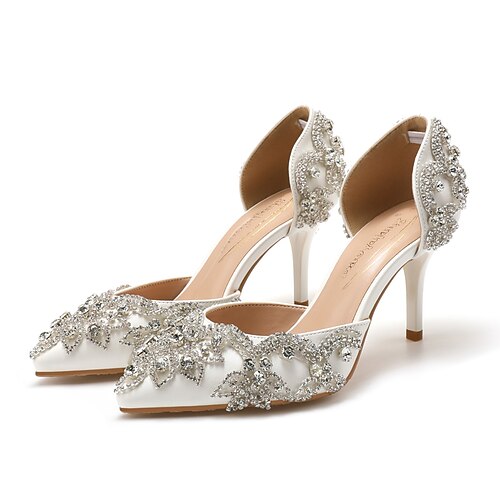 Women's Wedding Shoes Wedding Heels Bridal Shoes Rhinestone Stiletto Heel Pointed Toe Faux Leather Loafer Solid Colored White
Women's Wedding Shoes Wedding Heels Bridal Shoes Rhinestone Stiletto Heel Pointed Toe Faux Leather Loafer Solid Colored White