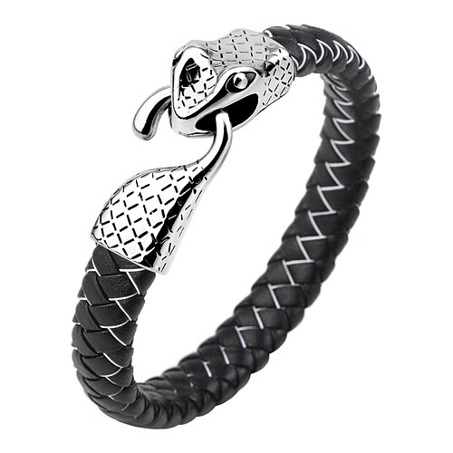 leather bracelet fashion stainless steel snake head bracelet leather woven men's bracelet
leather bracelet fashion stainless steel snake head bracelet leather woven men's bracelet