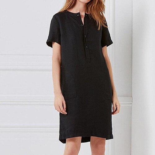 Women's Shift Dress Knee Length Dress Black Gray Wine Khaki Short Sleeve Pure Color Pocket Spring Summer V Neck Casual 2022 S M L XL XXL 3XL
Women's Shift Dress Knee Length Dress Black Gray Wine Khaki Short Sleeve Pure Color Pocket Spring Summer V Neck Casual 2022 S M L XL XXL 3XL