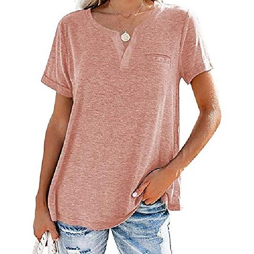 kvinders korte ærmer t-shirts v-hals sommer toppe løs tunika henley tees med lomme lyserød
kvinders korte ærmer t-shirts v-hals sommer toppe løs tunika henley tees med lomme lyserød