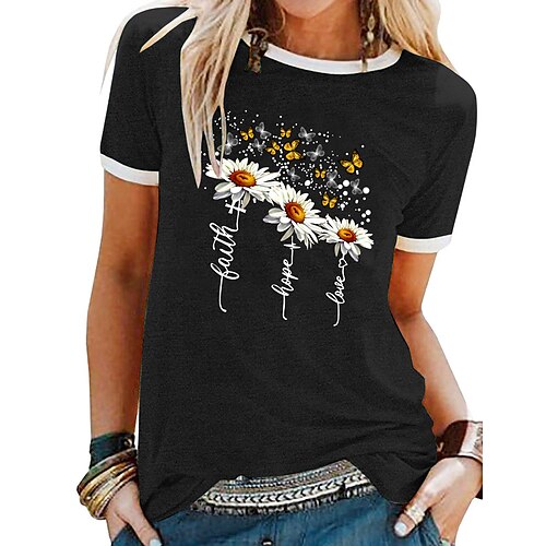 Dame T-shirt Sort Blå Lilla Grafisk Sommerfugl Patchwork Trykt mønster Kortærmet Daglig Weekend Basale Rund hals Normal S
Dame T-shirt Sort Blå Lilla Grafisk Sommerfugl Patchwork Trykt mønster Kortærmet Daglig Weekend Basale Rund hals Normal S