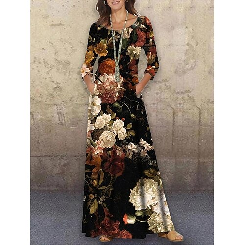 Dame Etnisk kjole Skift Kjole Lang kjole Maxikjole Brun 3/4-ærmer Blomstret Trykt mønster Forår Efterår Vinter Rund hals Basale 2023 S M L XL XXL 3XL
Dame Etnisk kjole Skift Kjole Lang kjole Maxikjole Brun 3/4-ærmer Blomstret Trykt mønster Forår Efterår Vinter Rund hals Basale 2023 S M L XL XXL 3XL