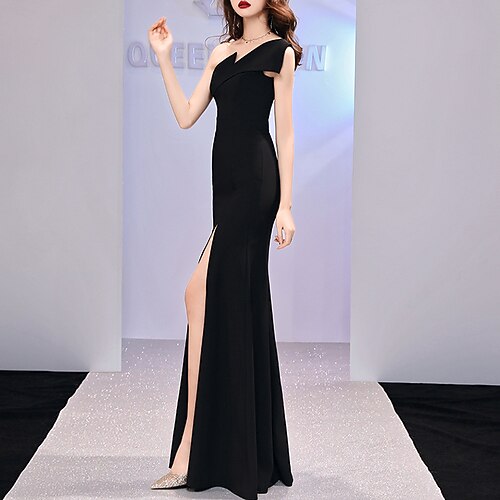 Mermaid / Trumpet Elegant Sexy Prom Formal Evening Dress One Shoulder Sleeveless Floor Length Stretch Fabric with Slit 2022
Mermaid / Trumpet Elegant Sexy Prom Formal Evening Dress One Shoulder Sleeveless Floor Length Stretch Fabric with Slit 2022