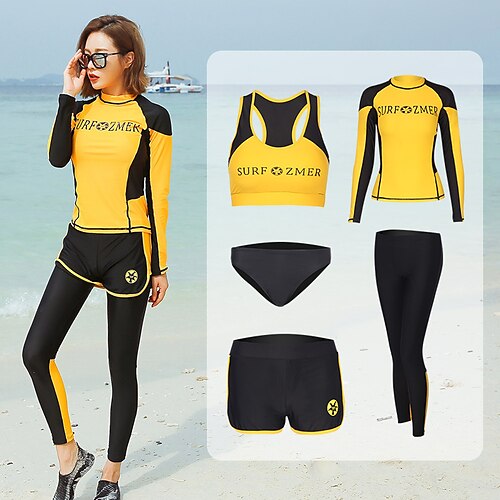 Women's Rashguard Swimsuit Nylon Swimwear Bathing Suit UV Sun Protection UPF50 Breathable Stretchy Full Body 5-Piece - Swimming Surfing Water Sports Autumn / Fall Spring Summer / Quick Dry
Women's Rashguard Swimsuit Nylon Swimwear Bathing Suit UV Sun Protection UPF50 Breathable Stretchy Full Body 5-Piece - Swimming Surfing Water Sports Autumn / Fall Spring Summer / Quick Dry
