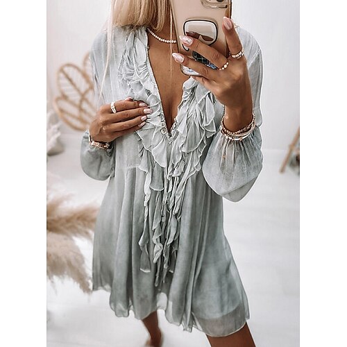 Women's Green Pink Long Sleeve Pure Color Winter Fall Autumn V Neck Winter Dress Fall Dress Loose Fit S M L XL
Women's Green Pink Long Sleeve Pure Color Winter Fall Autumn V Neck Winter Dress Fall Dress Loose Fit S M L XL