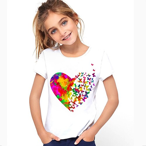 Kids Girls' T shirt Heart 3D Print Short Sleeve Active 4-12 Years Summer White
Kids Girls' T shirt Heart 3D Print Short Sleeve Active 4-12 Years Summer White