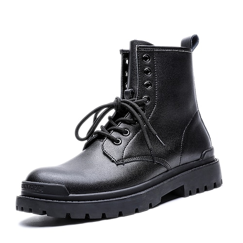 

Men's Boots Combat Boots Motorcycle Boots Martin Boots Vintage Casual Classic Outdoor Daily Nappa Leather Cowhide Warm Non-slipping Height-increasing Booties / Ankle Boots Black Winter Fall