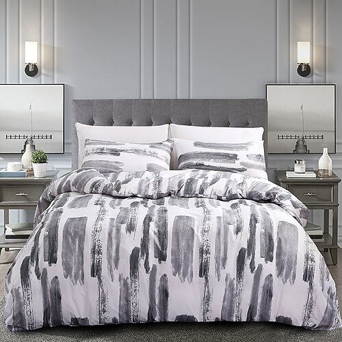 Duvet Cover 3Pcs Set Queen Size Black and White Ink Pattern Reversible Luxury Microfiber Bedding Set Grey for Men and Women with Zipper Ties coverlet
Duvet Cover 3Pcs Set Queen Size Black and White Ink Pattern Reversible Luxury Microfiber Bedding Set Grey for Men and Women with Zipper Ties coverlet