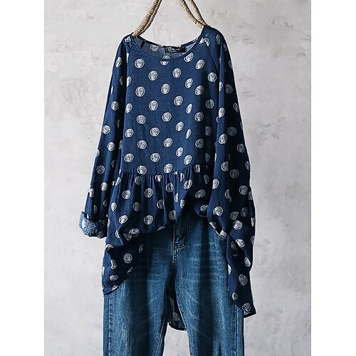 Women's Plus Size Tops Blouse Shirt Print Half Sleeve Round Neck Fall Spring White Blue
Women's Plus Size Tops Blouse Shirt Print Half Sleeve Round Neck Fall Spring White Blue