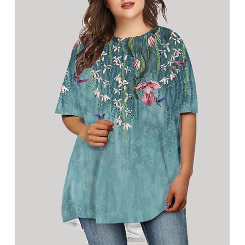 Women's Plus Size T Shirt Dress Tee Dress Floral Crew Neck Print Short Sleeve Fall Spring Casual Short Mini Dress Daily Dress
Women's Plus Size T Shirt Dress Tee Dress Floral Crew Neck Print Short Sleeve Fall Spring Casual Short Mini Dress Daily Dress