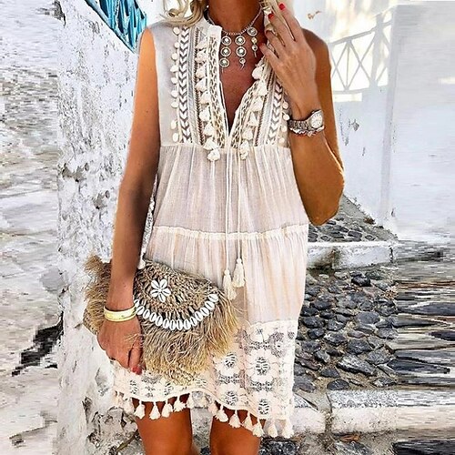 Women's T shirt Dress Tank Top Vest Pink White Plain Lace Tassel Sleeveless Daily Weekend Streetwear Casual V Neck Long S
Women's T shirt Dress Tank Top Vest Pink White Plain Lace Tassel Sleeveless Daily Weekend Streetwear Casual V Neck Long S