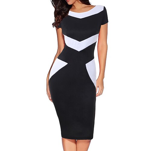 Mulheres Vestido da bainha Vestido midi Preto Manga Curta Bloco de cor Patchwork Verão Primavera Decote Quadrado Elegante 2023 S M L XL XXL
Mulheres Vestido da bainha Vestido midi Preto Manga Curta Bloco de cor Patchwork Verão Primavera Decote Quadrado Elegante 2023 S M L XL XXL