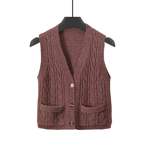 Women's Vest Pocket Knitted Button Pure Color Stylish Basic Casual Sleeveless Regular Fit Sweater Cardigans V Neck Fall Winter Spring dark brown Blue White / Going out
Women's Vest Pocket Knitted Button Pure Color Stylish Basic Casual Sleeveless Regular Fit Sweater Cardigans V Neck Fall Winter Spring dark brown Blue White / Going out