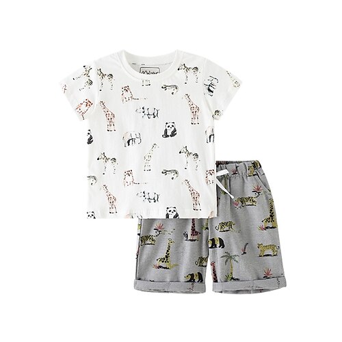 Børn Drenge T-shirt & Shorts 2 Dele Kortærmet Hvid dreng) Tiger Panda Dyr Trykt mønster Bomuld Basale Normal 3-8 år / Sommer
Børn Drenge T-shirt & Shorts 2 Dele Kortærmet Hvid dreng) Tiger Panda Dyr Trykt mønster Bomuld Basale Normal 3-8 år / Sommer