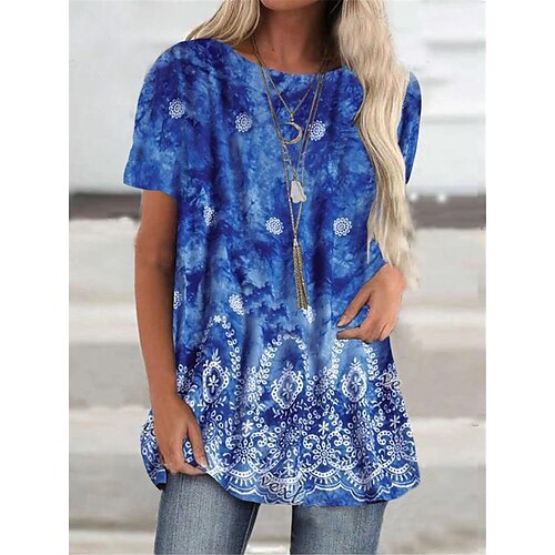 Per donna Abito a T shirt Mini abito corto Blu Mezza manica Floreale Stampa Autunno Estate Rotonda Informale 2022 S M L XL XXL 3XL
Per donna Abito a T shirt Mini abito corto Blu Mezza manica Floreale Stampa Autunno Estate Rotonda Informale 2022 S M L XL XXL 3XL
