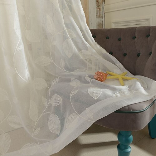 Two Panel Pastoral Style Leaf Embroidered Window Screen Living Room Bedroom Dining Room Translucent Tulle
Two Panel Pastoral Style Leaf Embroidered Window Screen Living Room Bedroom Dining Room Translucent Tulle