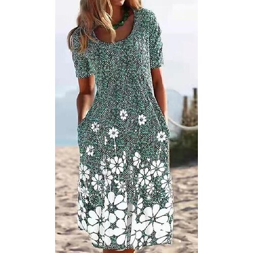 Women's Casual Dress Midi Dress Green Black Blue Short Sleeve Floral Pocket Spring Summer Crew Neck S M L XL XXL
Women's Casual Dress Midi Dress Green Black Blue Short Sleeve Floral Pocket Spring Summer Crew Neck S M L XL XXL