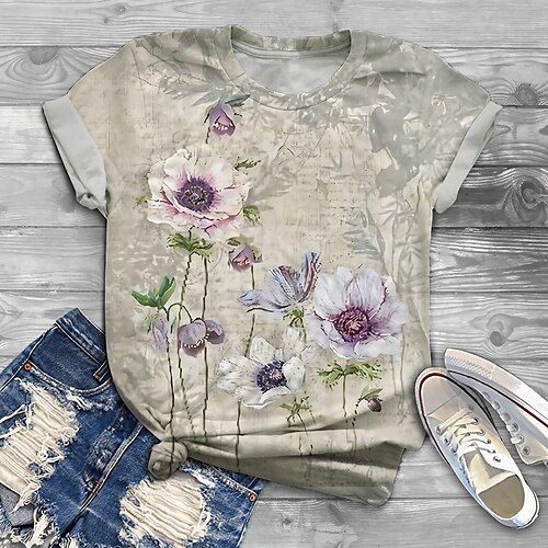 Damen Übergröße Oberteile T Shirt Blumen Graphic Bedruckt Kurzarm Rundhalsausschnitt Basic Täglich Baumwoll-Spandex-Trikot Frühling Sommer Rosa Gelb
Damen Übergröße Oberteile T Shirt Blumen Graphic Bedruckt Kurzarm Rundhalsausschnitt Basic Täglich Baumwoll-Spandex-Trikot Frühling Sommer Rosa Gelb