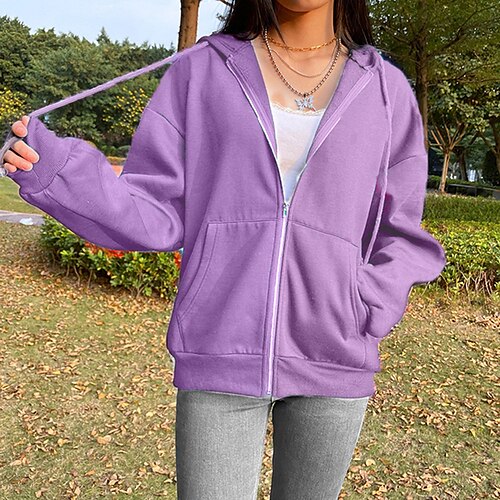 Women's Zip Hoodie Sweatshirt Pullover Streetwear Sportswear Work Patchwork Zipper Pocket Green Blue Purple Solid Color Sports & Outdoor Hooded Long Sleeve M L XL XXL / Fleece lined
Women's Zip Hoodie Sweatshirt Pullover Streetwear Sportswear Work Patchwork Zipper Pocket Green Blue Purple Solid Color Sports & Outdoor Hooded Long Sleeve M L XL XXL / Fleece lined