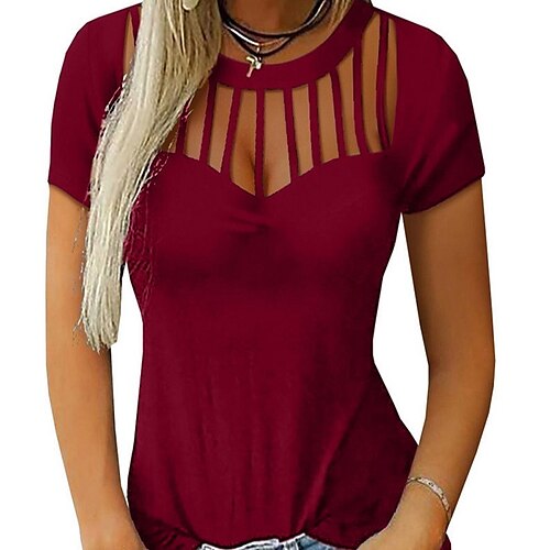 Women's T shirt Tee Blue Purple Army Green Solid Colored Short Sleeve Daily Round Neck Slim S
Women's T shirt Tee Blue Purple Army Green Solid Colored Short Sleeve Daily Round Neck Slim S