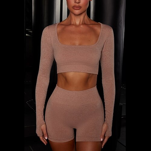 Women's Tracksuit Activewear Set Yoga Suit 2 Piece Seamless Solid Color Shorts Crop Top Dark Grey Dark Purple Yoga Fitness Gym Workout Tummy Control Butt Lift Breathable Sport Activewear Stretchy
Women's Tracksuit Activewear Set Yoga Suit 2 Piece Seamless Solid Color Shorts Crop Top Dark Grey Dark Purple Yoga Fitness Gym Workout Tummy Control Butt Lift Breathable Sport Activewear Stretchy