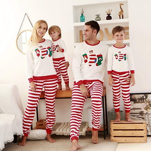 Christmas Pajamas Ugly Family Set Cotton Stripe Christmas pattern Party Print White Long Sleeve Mom Dad and Me Daily Matching Outfits Winter
Christmas Pajamas Ugly Family Set Cotton Stripe Christmas pattern Party Print White Long Sleeve Mom Dad and Me Daily Matching Outfits Winter