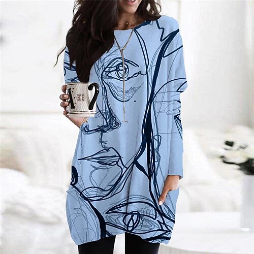 Women's Casual Dress Shift Dress Blue Beige Long Sleeve Abstract Pocket Winter Fall Autumn Crew Neck Winter Dress Fall Dress S M L XL XXL 3XL
Women's Casual Dress Shift Dress Blue Beige Long Sleeve Abstract Pocket Winter Fall Autumn Crew Neck Winter Dress Fall Dress S M L XL XXL 3XL